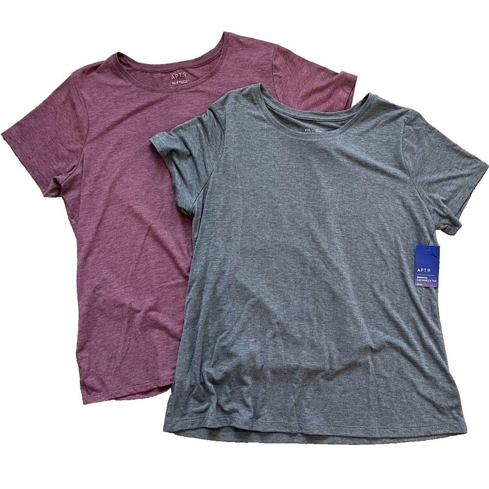 Apt 9 Essentials Crewneck Tee LOT of 2 Size XL Gray Marl Super Soft T Shirt NWT‎